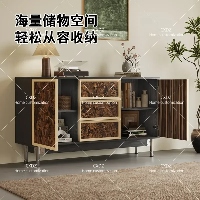 French Retro Solid Wood Chest Living Room Wall Storage Cabinet Bedroom Antique Dining Sideboard