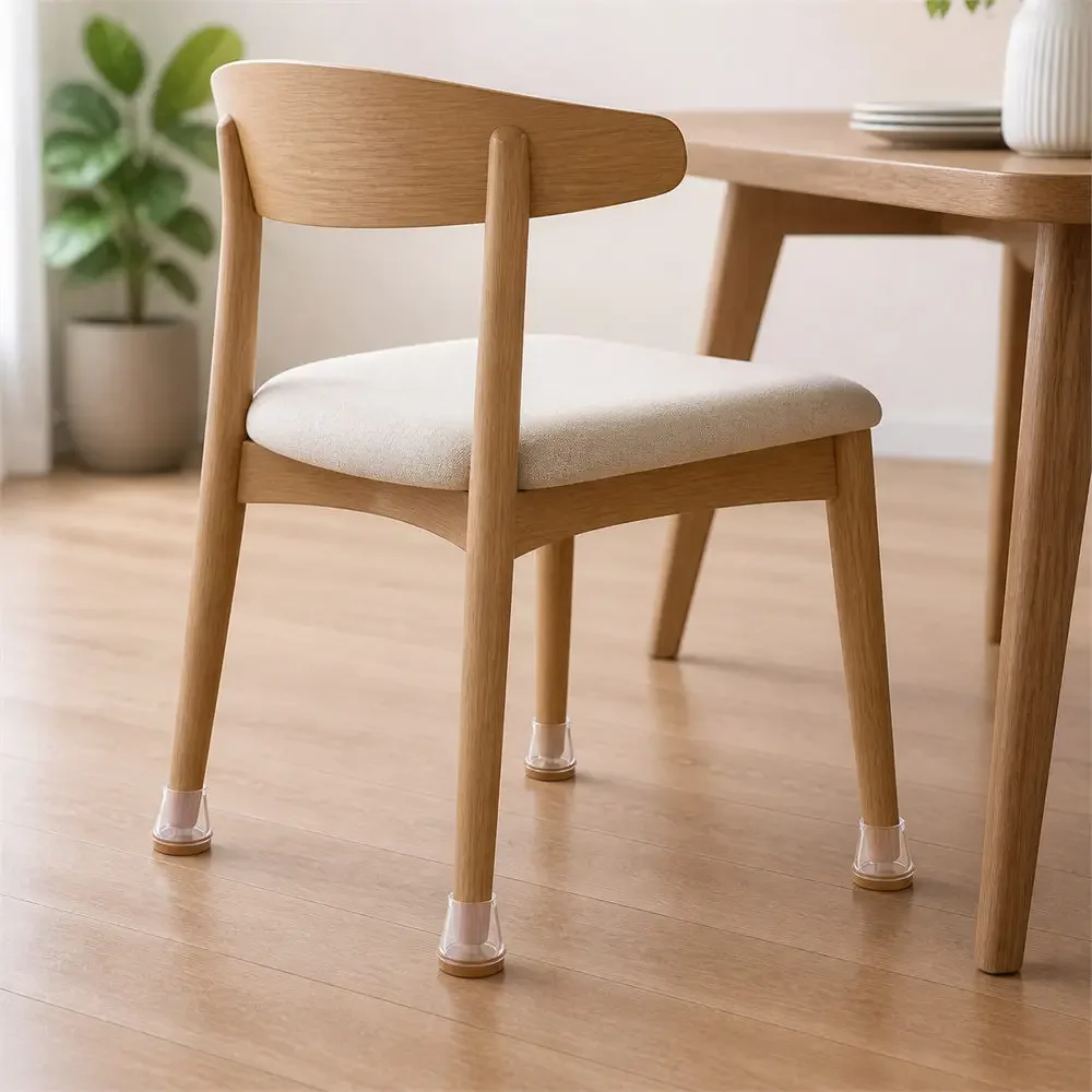 Silicone Chair Leg Caps Floor Protectors Furniture Feet Covers Felt Pads Anti Scratch Noise Reduction Clear Protective Sleeves