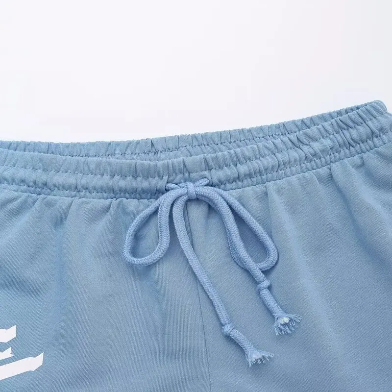 Sommer 2024, vielseitiger Briefdruck für Damen, lässig, gestrickt, hohe Taille, dünnes Material, All-Match-Sommer-Neuankömmling