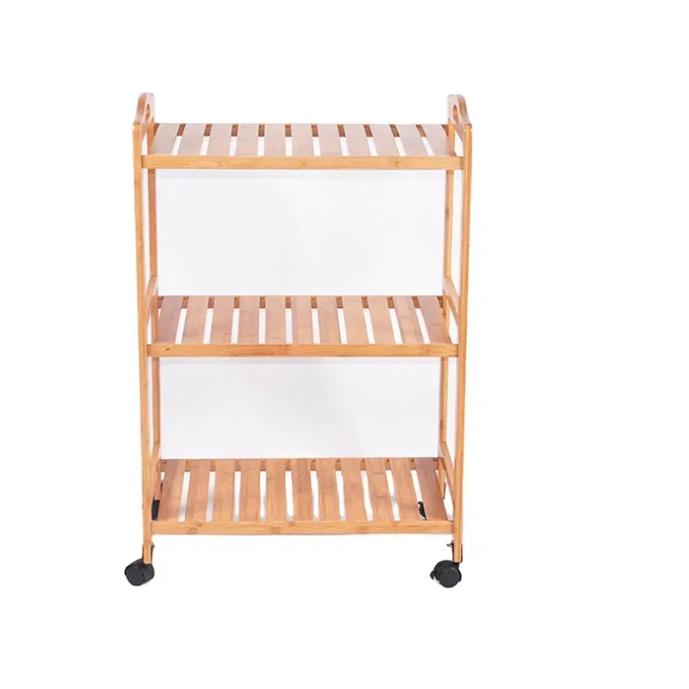 Modern Wooden Bamboo Foldable Kitchen Storage Trolley Furniture/Cabinet Wood with Wheels Furniture Design Prices