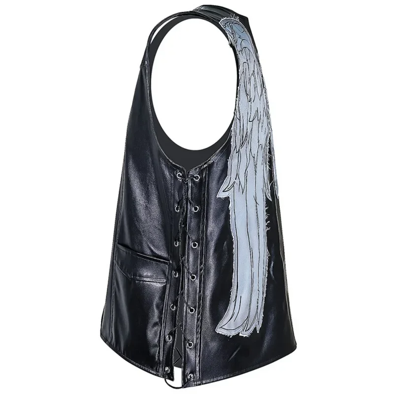 Horror TV Dead Walking Daryl Costume Cosplay Gilet in pelle nera da uomo Gilet da gioco di ruolo per tracker maschile Festa di carnevale di Halloween