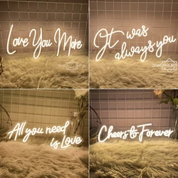 Wedding Neon Sign Led Lights Love You More Neon Lights Led Sign Wedding Decoration Party Room Bedroom Decor Wall Hanging Neon