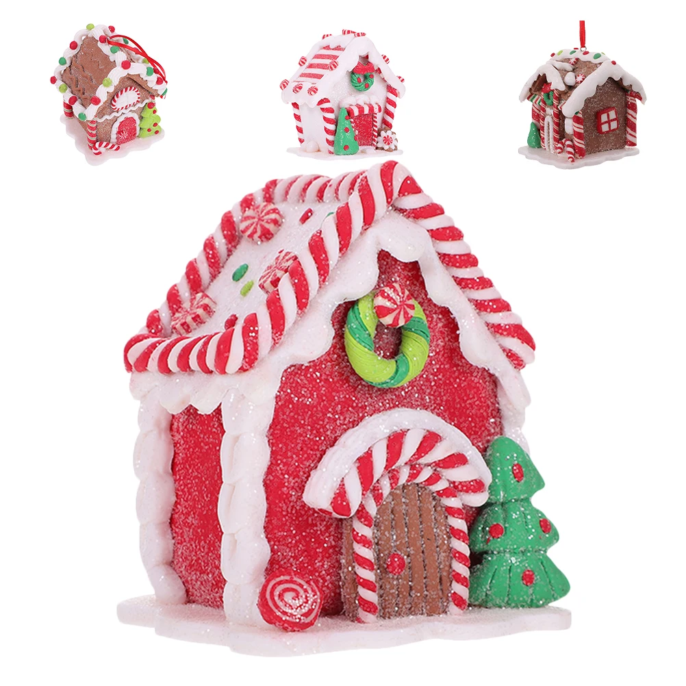 

4 Pcs Gingerbread House Hanging Decoration Theme Decorations Novelty Holiday Man Ornament Houses Ornaments Polymer Clay