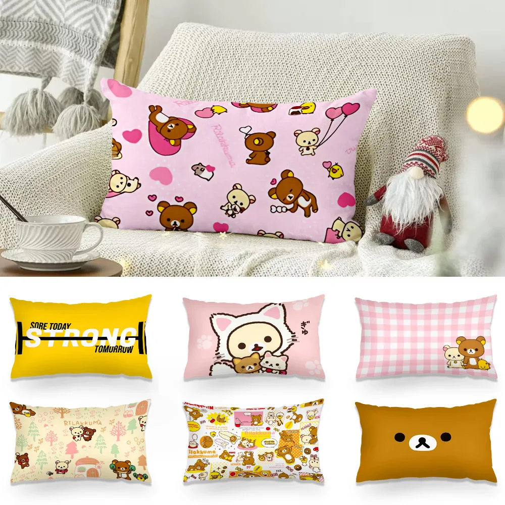 Hot Lovely R-Rilakkumas Double-sided Printing Rectangle Pillow Case Bedside Pillowcase Sofa Cushion Cover Room Home Decoration