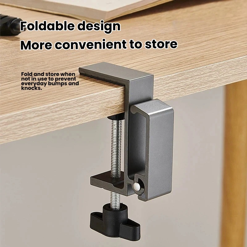 Foldable Desk Clamp Hook Hanger, Under Table Storage Holder for Headphones Bags Cups, No Drill Space Saving Organizer image 3