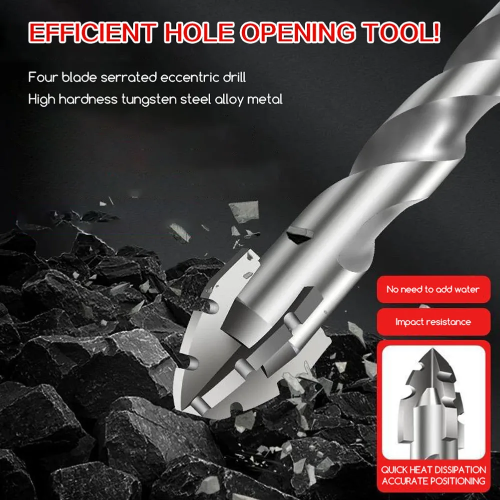 ดอกสว่าน ดอกสว่านแบบเยื้องศูนย์กลางความแข็งแรงสูง ชุดดอกสว่านเจาะแห้งความเร็วสูงที่มีประสิทธิภาพสำหรับกระเบื้องคอนกรีต/ไม้/อิฐ/แก้ว