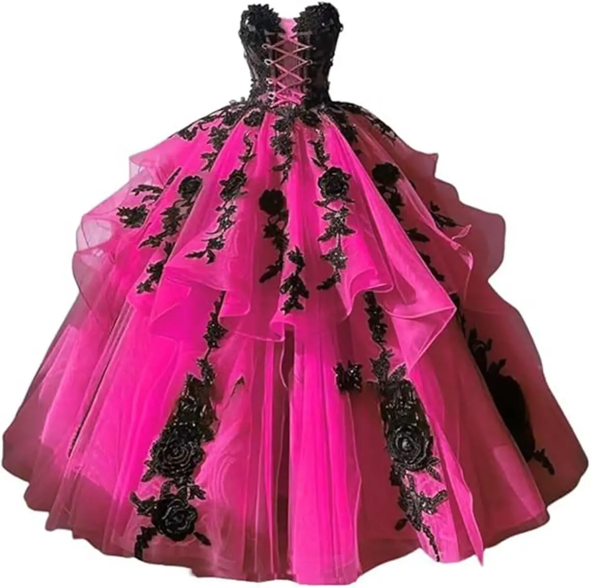 فساتين KIVARY النسائية القوطية المزينة بحفلات Quinceanera بدون حمالات لحفلات الزفاف والحفلات الراقصة