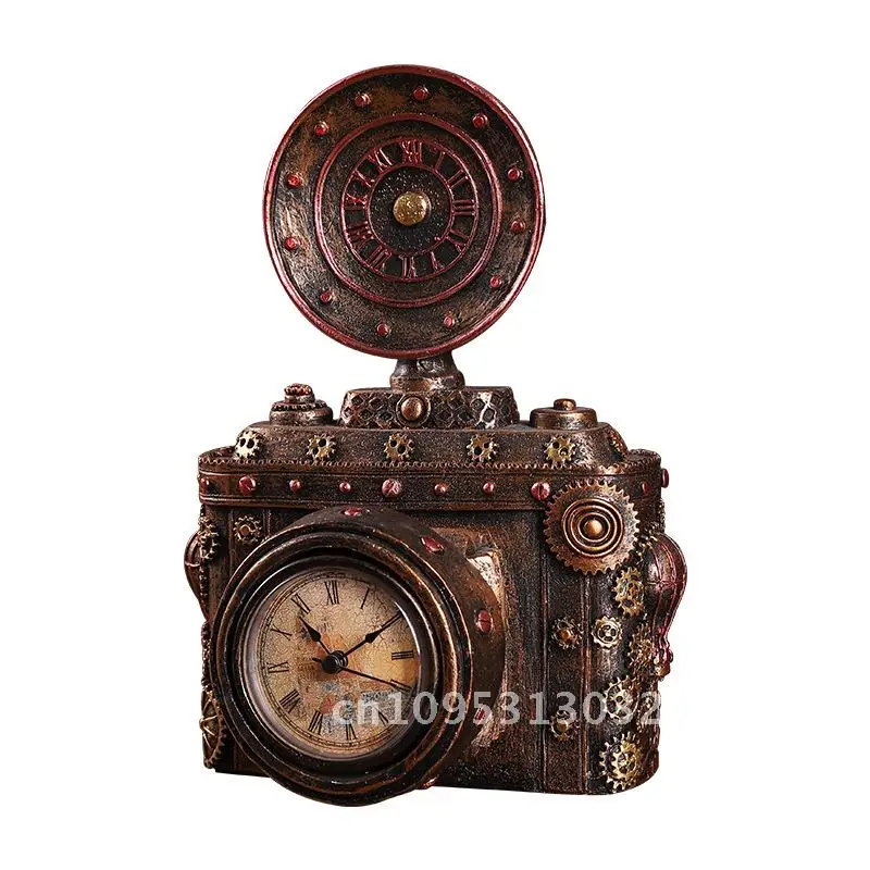 

European-style retro camera-style clock window decoration resin ornaments camera film and television shooting props