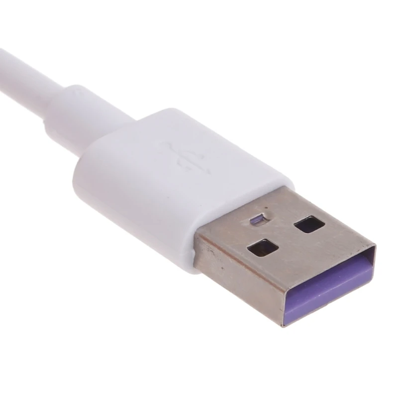 White USB to Type-C Cable with Switch High-Speed Data Transfer and Charging Cord for Digital Devices and Accessories