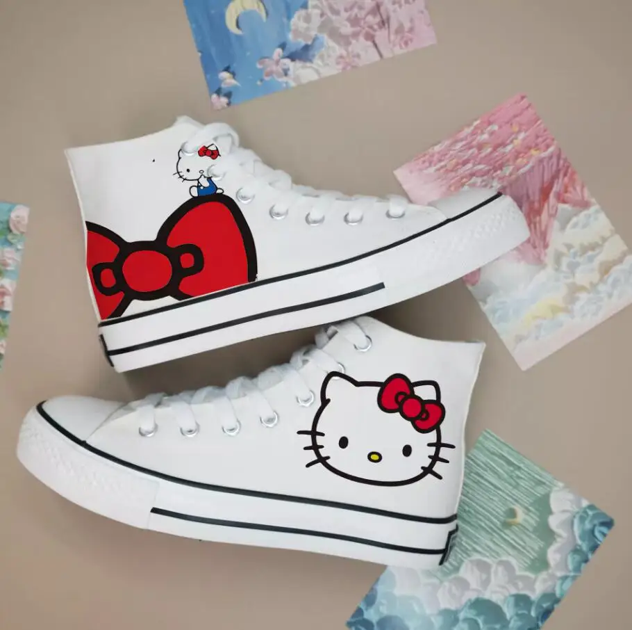 hello kitty Children Canvas Shoes Girls Running Sneakers Spring Fashion Teenager Kids Shoes For Boy Casual Shoes