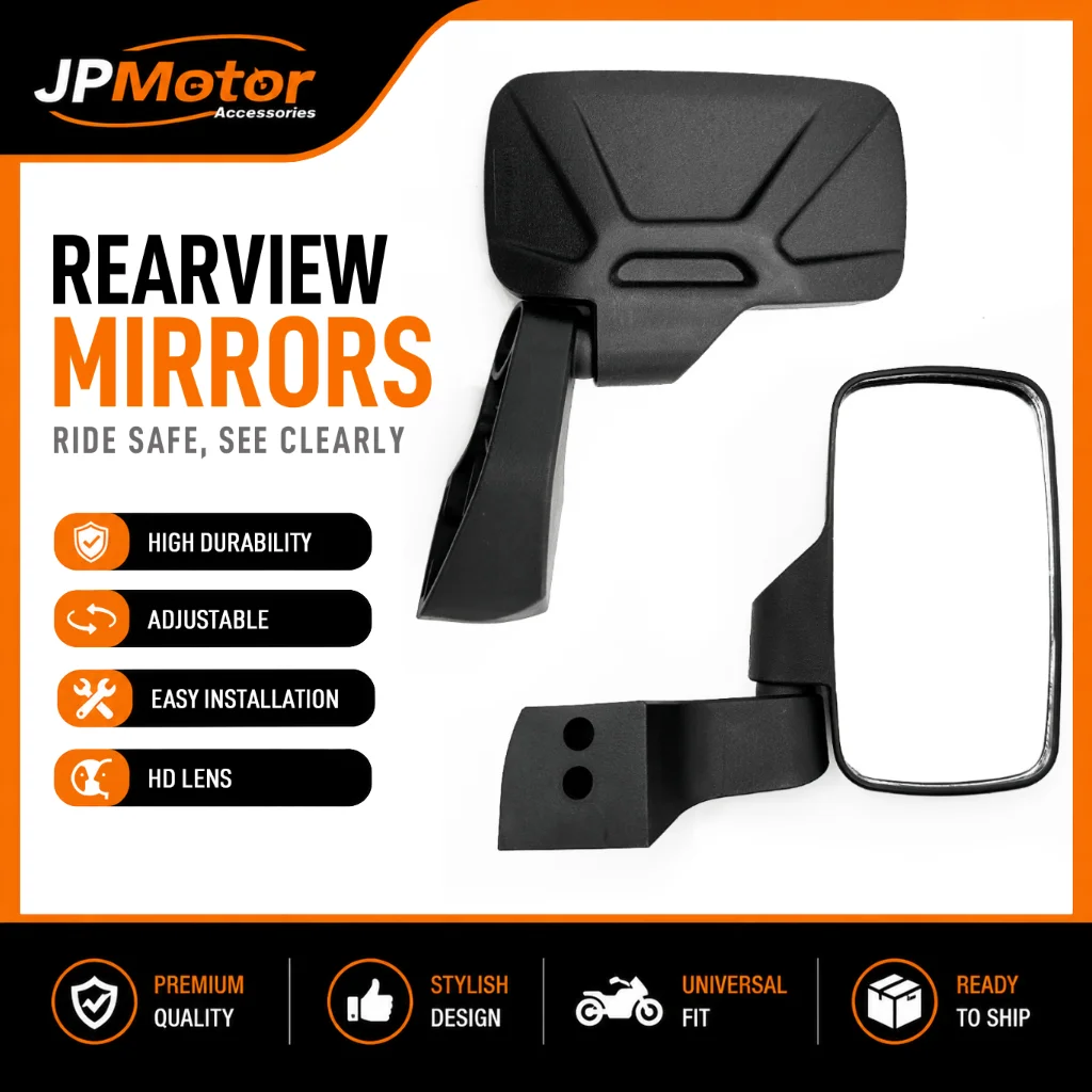 Polaris Ranger UTV Rearview Mirror, HD Wide-Angle Clamp-On for Side Roll Bar Off-Road
