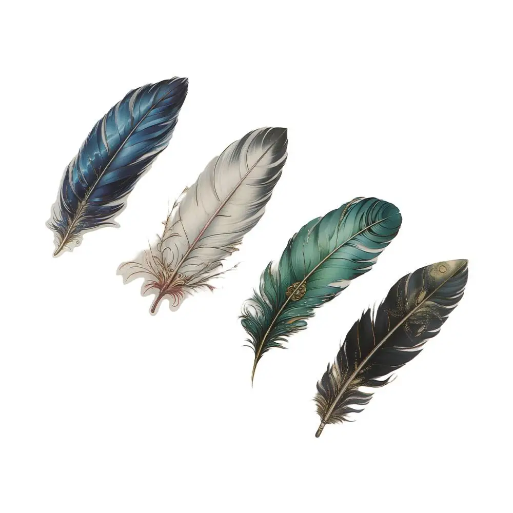 PET Feather Stamping Sticker Gilded Feather Waterproof Handbook Sticker Glass Sticker Hand Decoration DIY Decoration Sticker