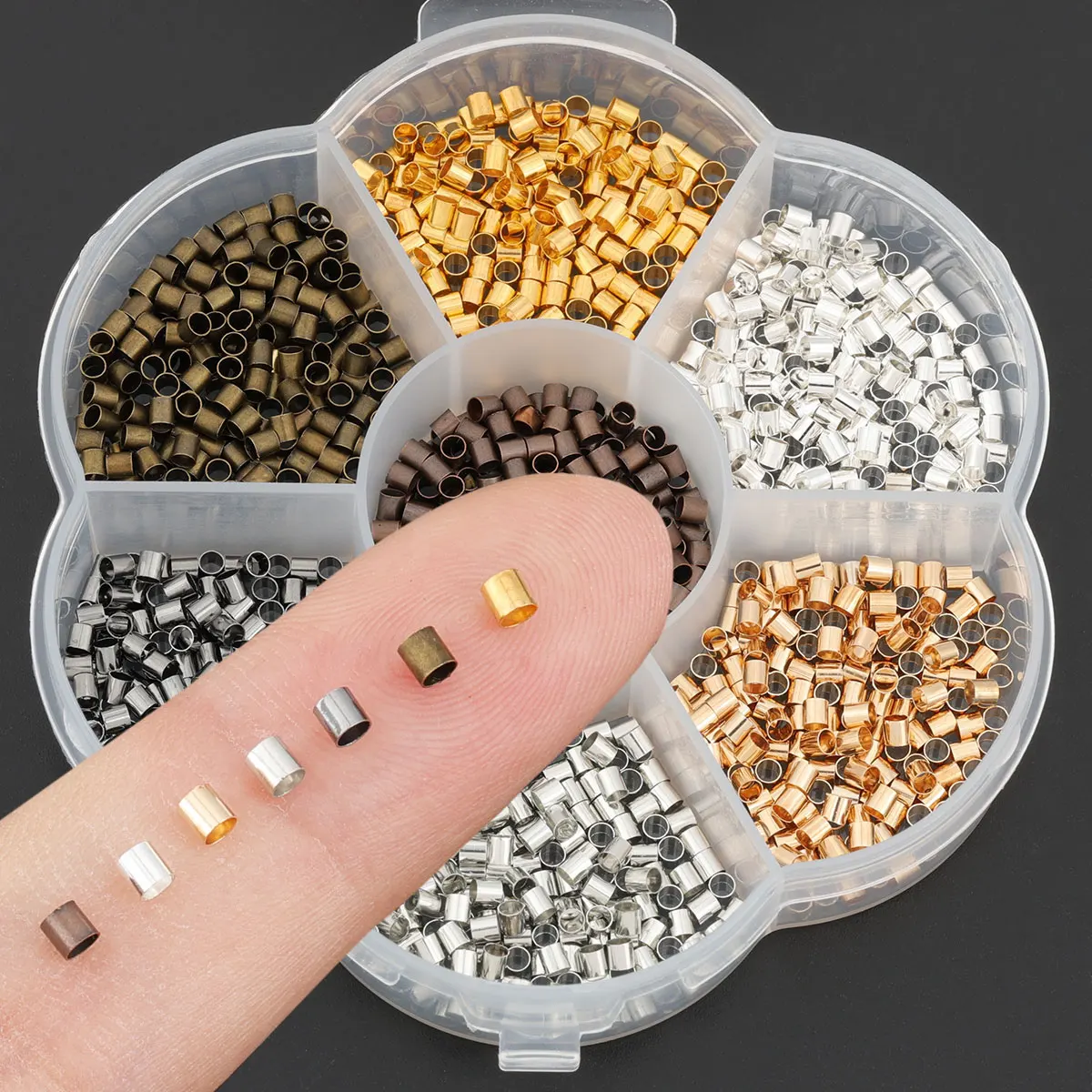 1050 Pcs/box Jewelry Making Parts - Cylindrical Positioning Tube Beads - Suitable for DIY bracelet and necklace jewelry making