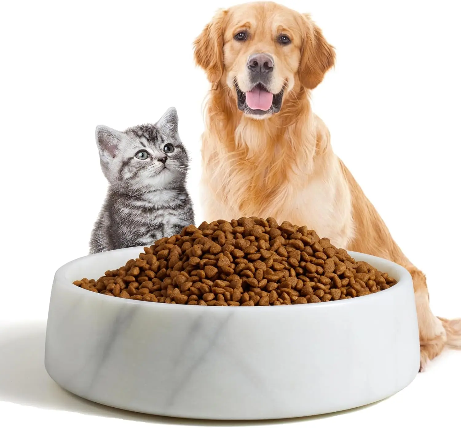 

Большая миска для собак из белого мрамора, нескользящая, утяжеленная, для корма и воды, легко моется, подарок для кошек и собак