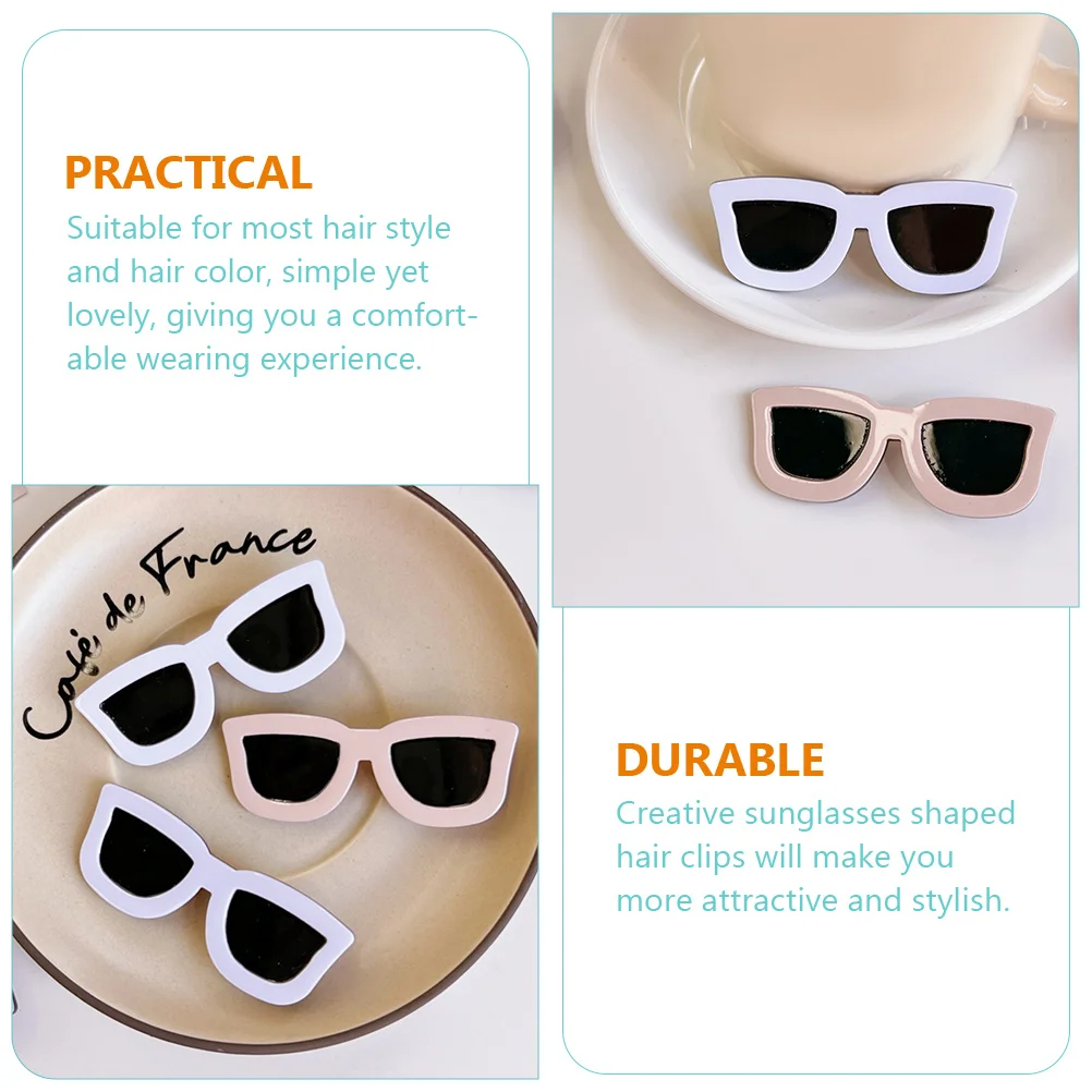

6pcs Hairpins Cute Sunglasses Shaped Clips for Girls Easy to Wear Fix Loose Hair Decorate Perfectly Travel Accessories