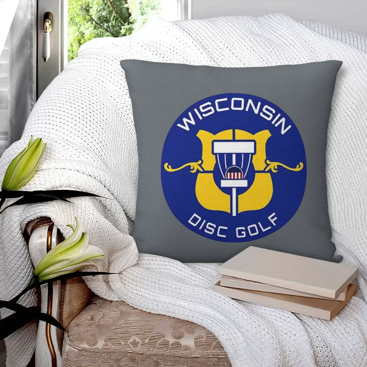 Wisconsin Disc Golf Square Pillowcase Pillow Cover Polyester Cushion Decor Comfort Throw Pillow for Home Bedroom