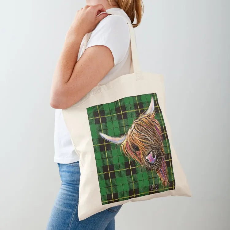 

SCoTTiSH HiGHLaND CoW ' TaRTaN NooDLeS G ' by SHiRLeY MacARTHuR Tote Bag tote bags aesthetic shoping bag