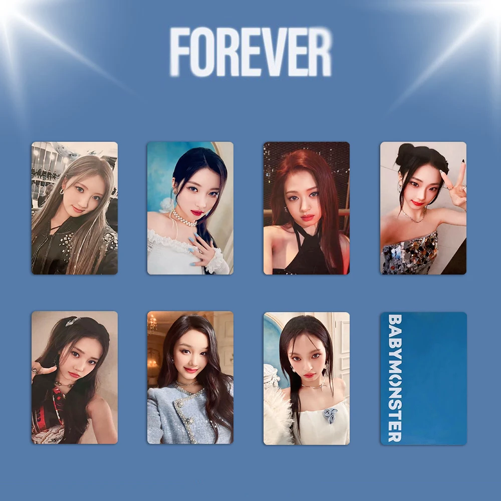 7Pcs/Set KPOP Babymonster FOREVER Album Lomo Cards Ahyeon Chiquita Ruka Asa Rami Selfie Postcards Photocards Fans Collectibles