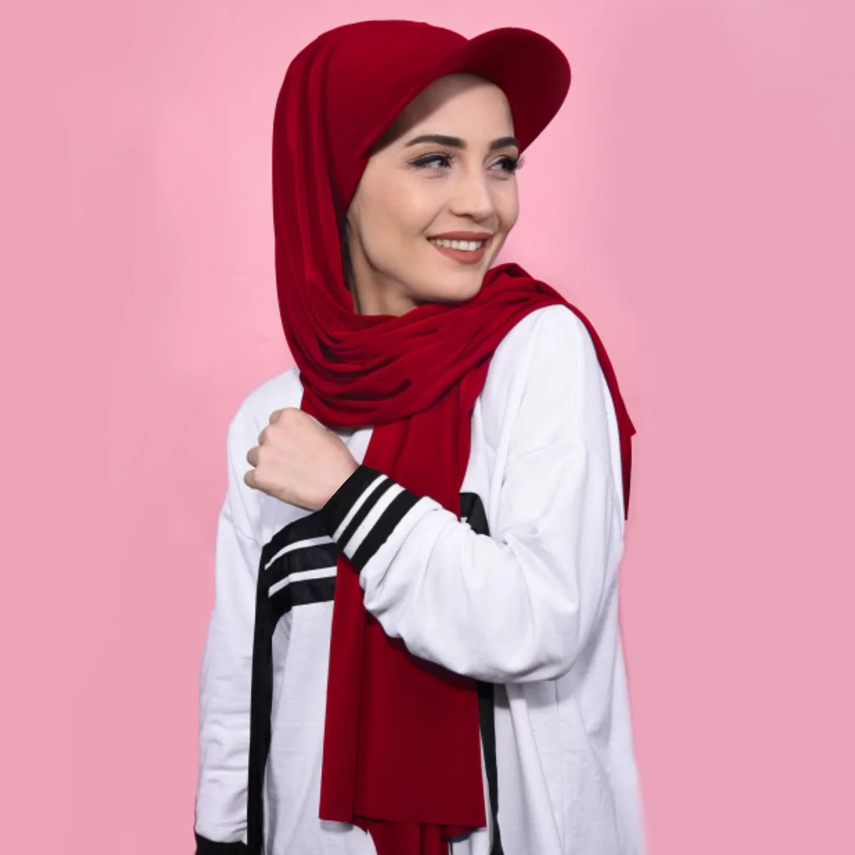 Scarf Baseball Cap New Brim Solid Color Women\'s Brim Middle Eastern All-Over Muslim Headscarf Hat