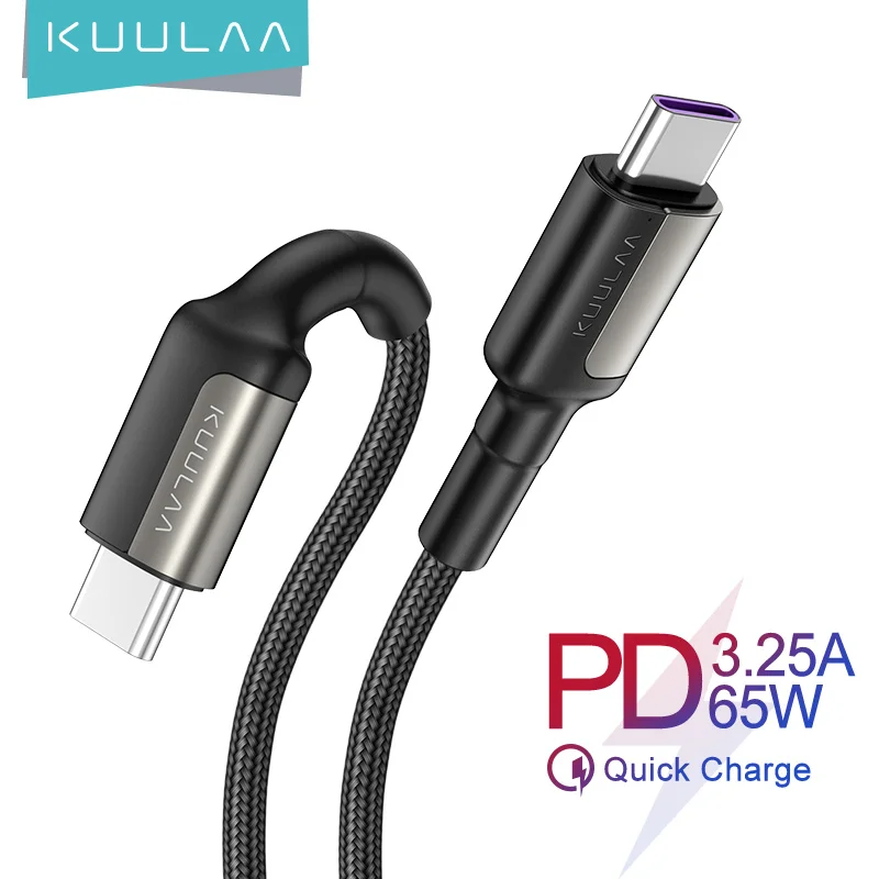 

KUULAA PD 65W USB C to USB Type C Cable for xiaomi mi 10 9 redmi note 8 7 type-c cable Quick Charge 4.0 fast charging USB-C