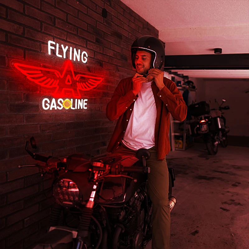 Garage Neon Sign for Wall Decor Retro Garage Led Neon Light Up Sign for Garage Shop Auto Gasoline Wall Decor 5V USB Powered
