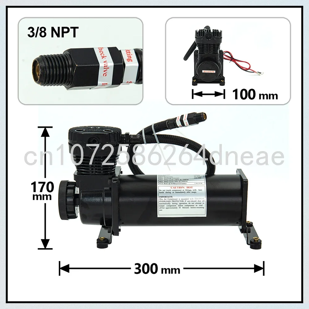 2 teile/los universal schwarz/chrom dc 12v 200 psi auslass 3/8 oder 1/4 auto luftfederung kompressor/pumpe mit zubehör