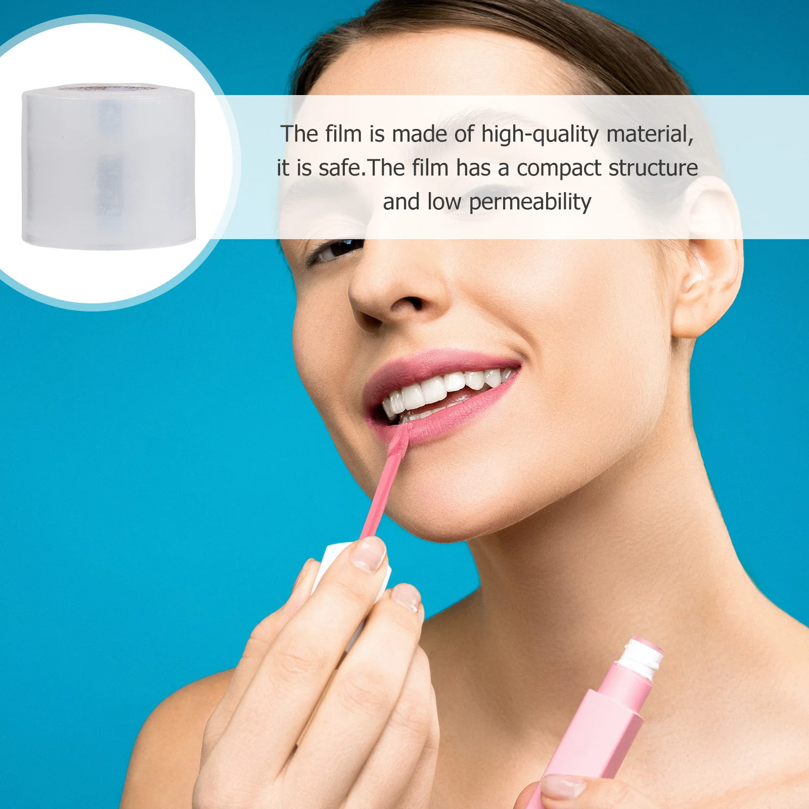 3 rollos de papel de película labial, estructura compacta, suministros para el cuidado de los labios, herramienta de protección de película de maquillaje, envoltura de plástico estirable transparente