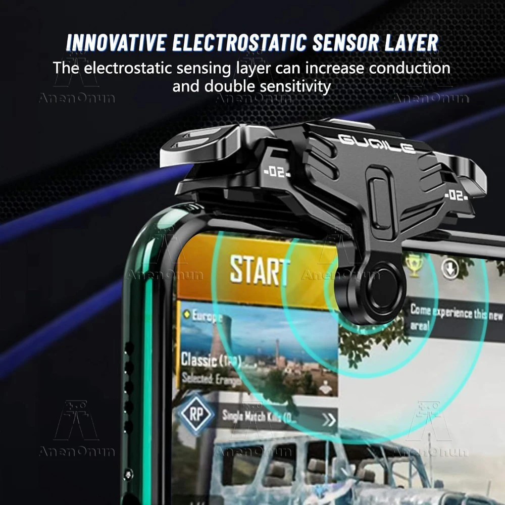 وحدة تحكم ألعاب الهاتف المحمول PUBG، زر ميكانيكي للتشغيل بأربعة أصابع، ملحقات ألعاب إطلاق النار للهاتف الخلوي Android/iOS