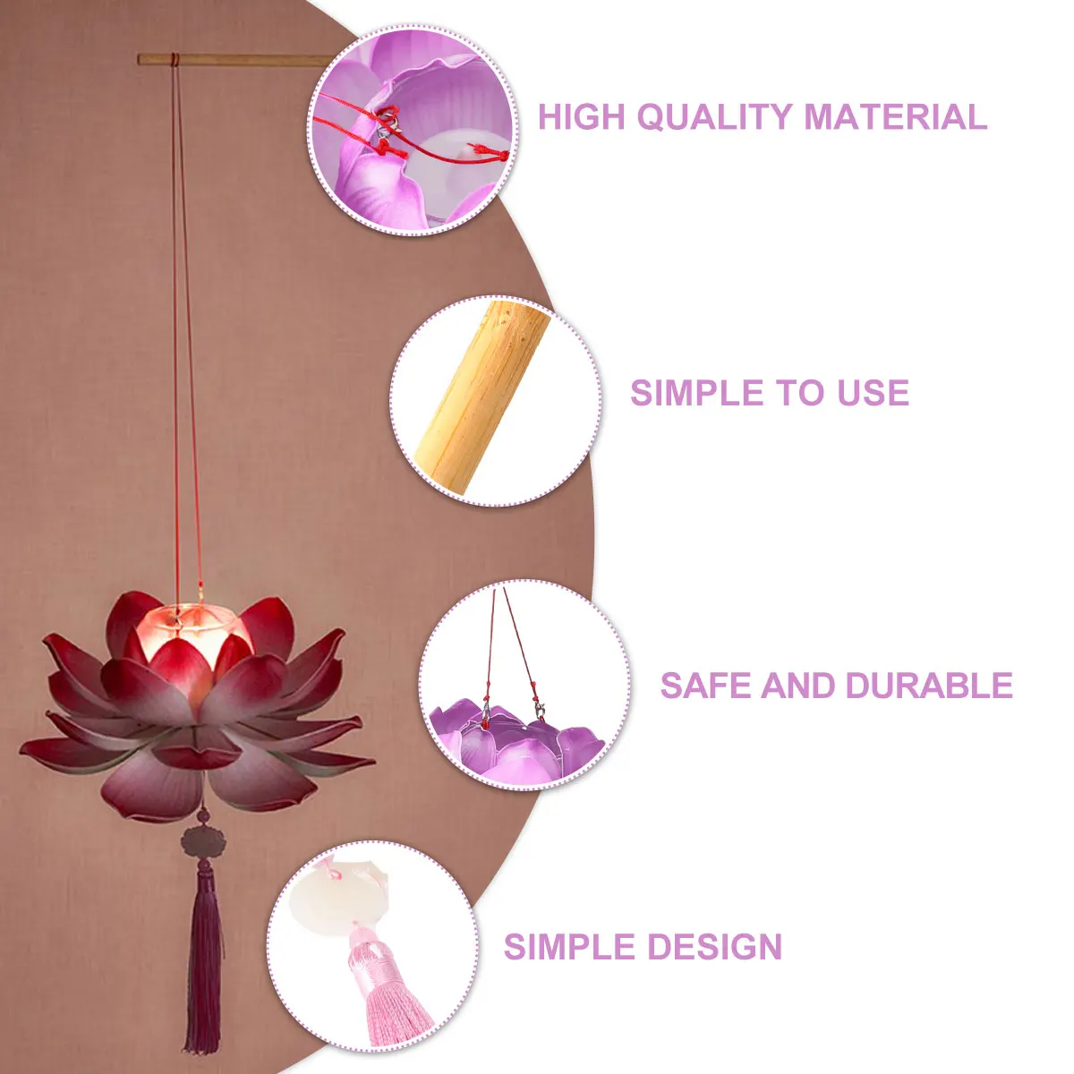 

1pc Lotus Lantern Props Bright Colors Material Wedding Blessing Shape Hand-held Portable Lights