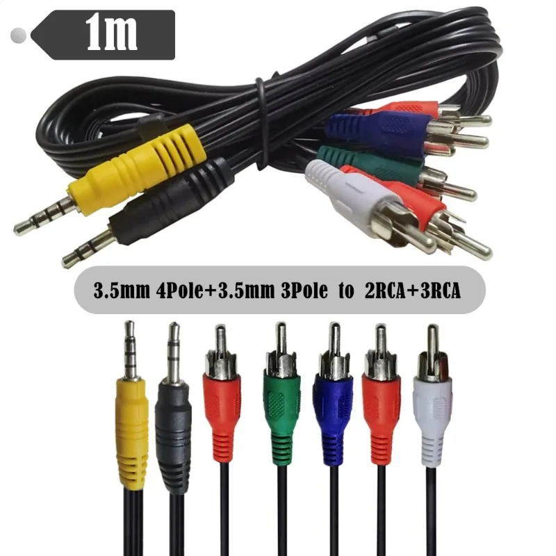 DC3.5 To 2rca Dual Lotus Head Audio Computer Speaker Cable 3.5mm To 3RCA AV Audio and Video Cable 4 Poles
