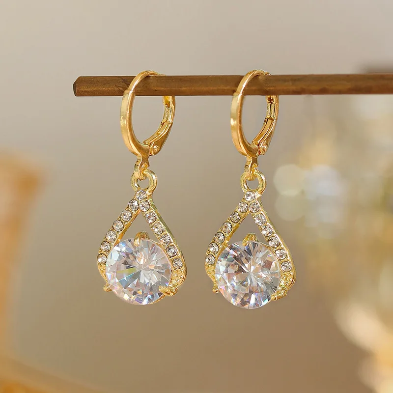 Fashion Trend Crystal Zircon Large Rhinestone Pendant Earrings For Women Party Girl Dangle Earrings Luxury Wholesale Jewelry