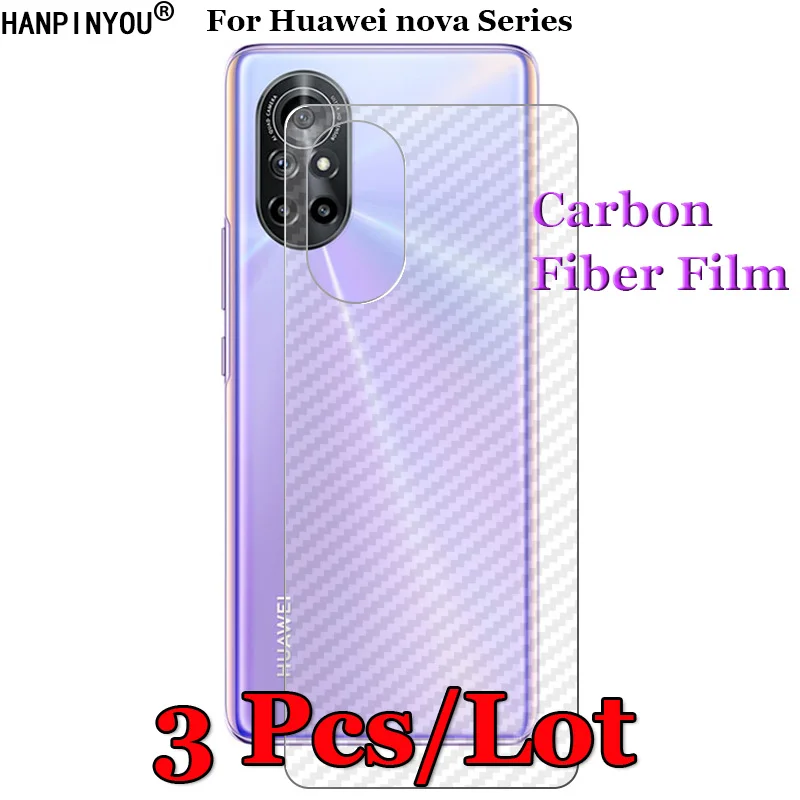 3 Pcs/Lot For Huawei nova 11 10 10z Y60 9 8 5T 5Z 7 7i Pro SE Ultra 3D Non-slip Carbon Fiber Back Film Screen Protector Sticker