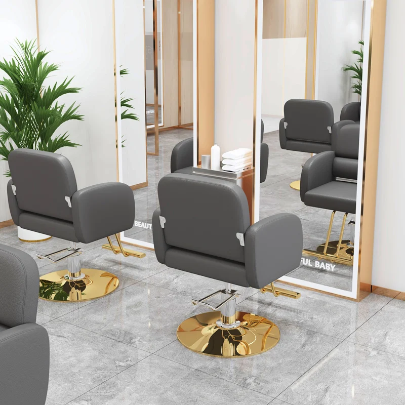 Hairdressing Chair Hair Salon Fashion Lifting Stainless Steel Haircut High-end Barber Chair Taburete Con Ruedas Saloon Furniture