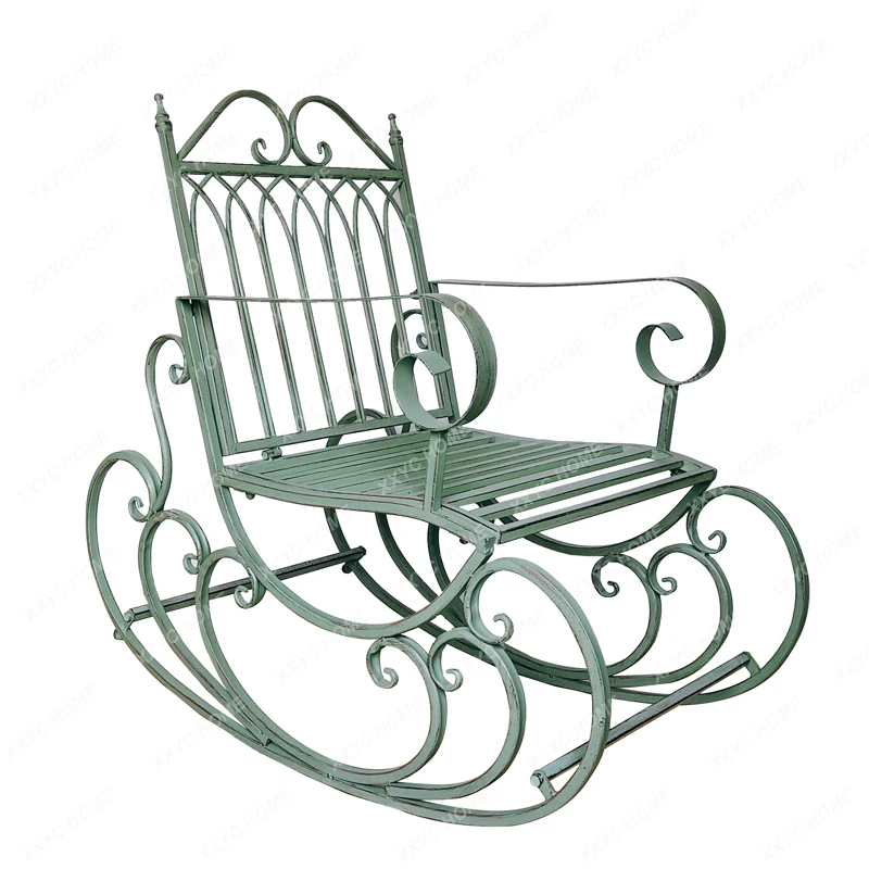 Outdoor Courtyard Iron Rocking Chair Terrace Garden Single Double Leisure Armchair Balcony Sofa Chair