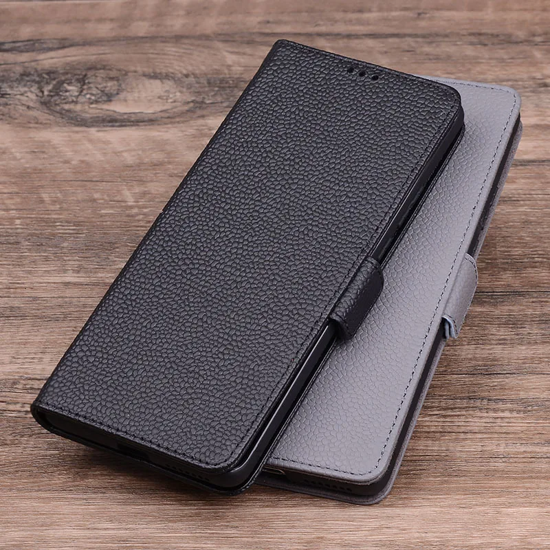 Luxury Lich Genuine Leather Flip Phone Cases For Vivo X80 X70 Pro + Plus Real Cowhide Leather Shell Full Cover Pocket Bag Case