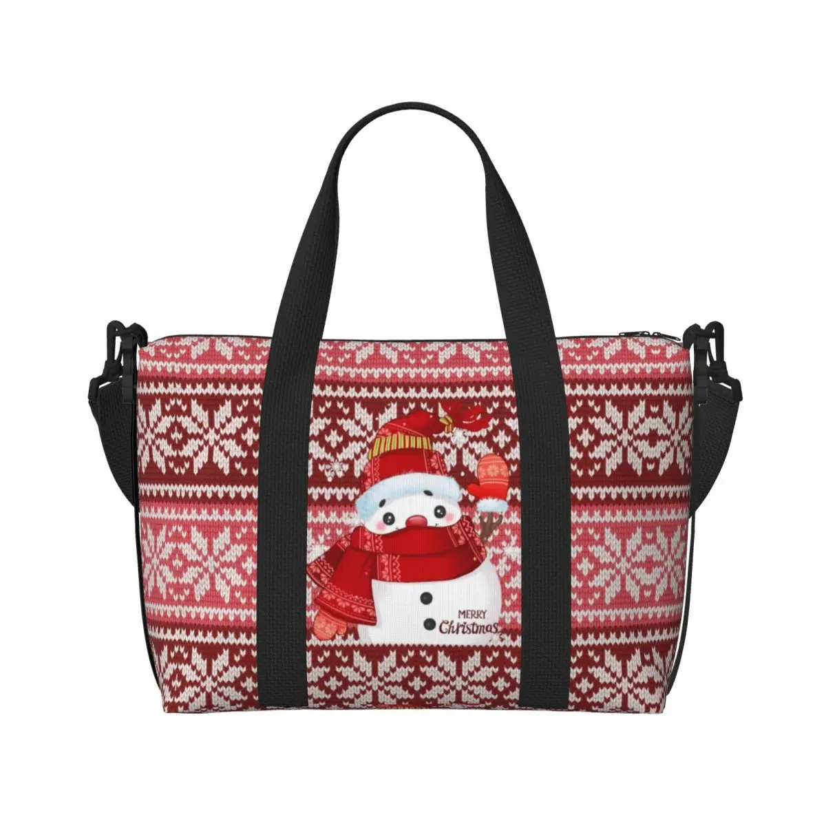 Custom Christmas Snowman Tote Bag สําหรับผู้หญิงความจุขนาดใหญ่ Gnome ปีใหม่ Beach Gym กระเป๋าเดินทาง