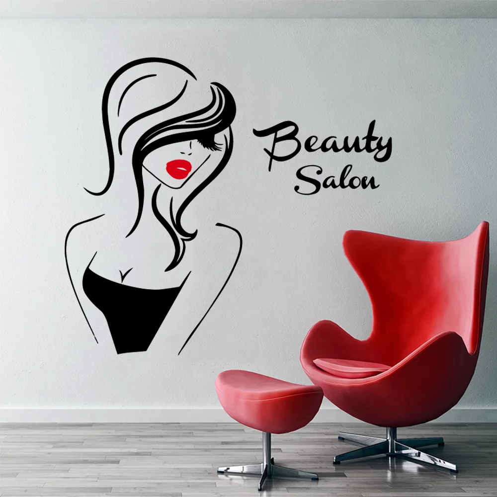 Beauty Salon Art Vinyl Wall Sticker Hairdresser For Makeup Hair Hairdo Barbers Salon Decorative Stickers Mural Wall Decal Decor