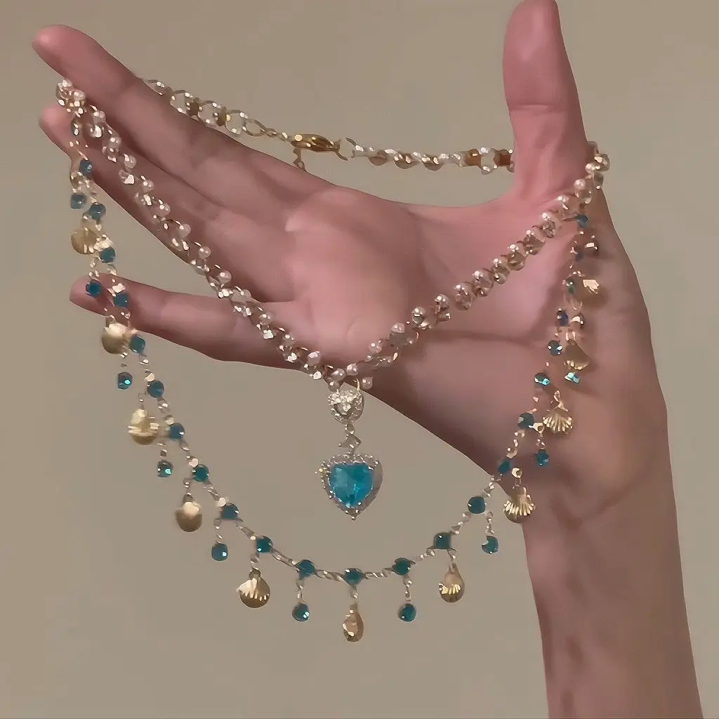 Meerlaags Koper Legering Kristal Ketting Vrouwen Hanfu Accessoires Sexy Gouden Sleutelbeen Ketting Verjaardag Cadeau Voor Vrouwen