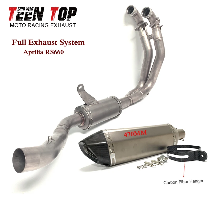 

51mm Titanium Motorcycle Exhaust Pipe For Aprilia RS660 Tuono660 Exhaust System Escape Moto Front Pipe Exhaust Muffler DB kiIler