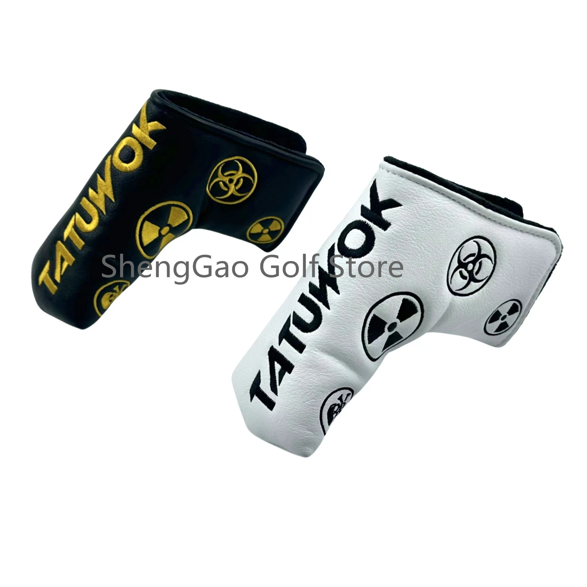 1pc Golf Putter Cover PU Leather Danger signs skull Pattern Golf Club Cover Blade Putter Cover Protector with Magnet Closure