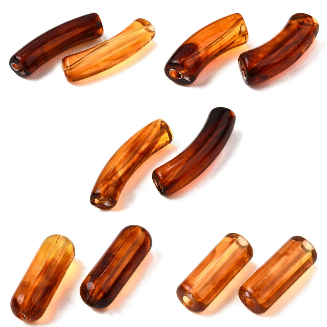 

100g Tube Imitation Amber Bead Acrylic Tubular Bead for Necklace Bracelet Earring Jewelry Making Finding DIY Beading Accessories