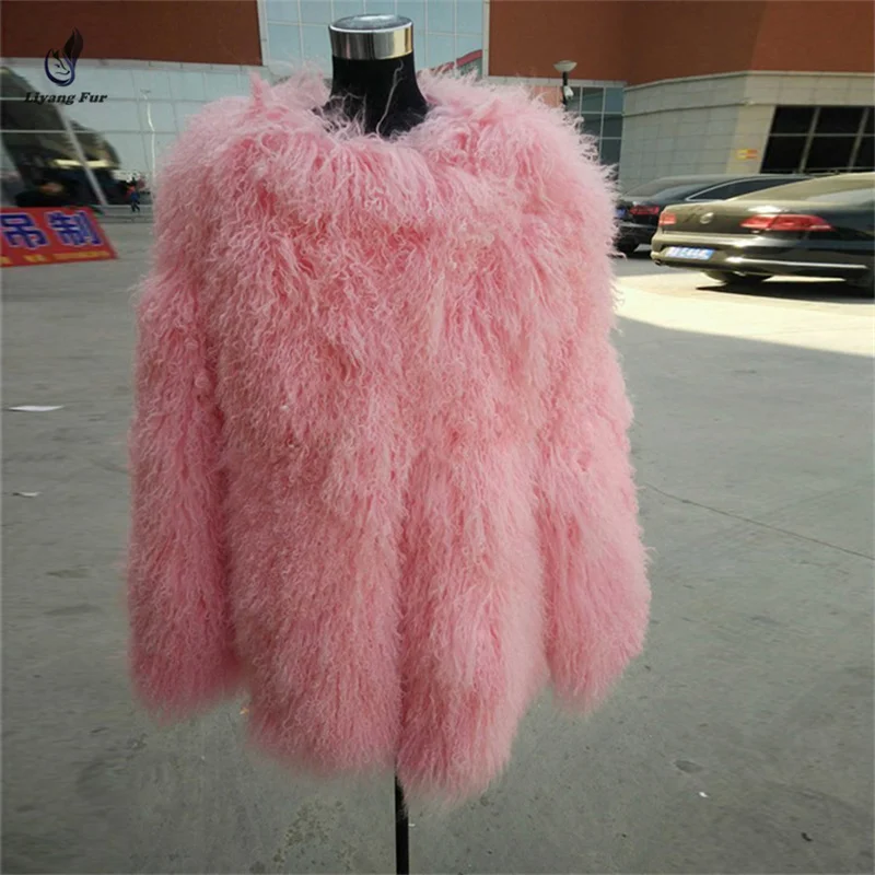 Mongolian Lamb Fur Coat Hot Sale Lady Winter Fashion Women Real Lamb Fur Jacket