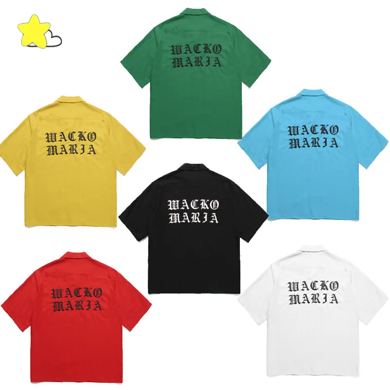 25SS Casual Fashion Hawaiian Shirts Men Women Classic Letters Logo Embroidery Wacko Maria Shirt Oversized Tops With Tags