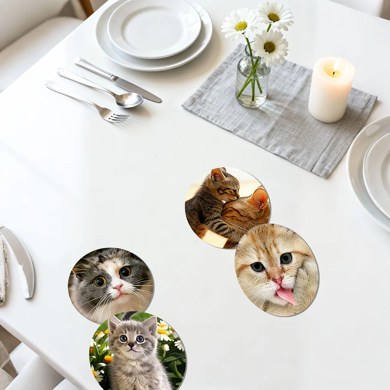 4-piece set - wooden placemat, anti slip and heat-resistant, desktop protection, dining table decoration, restaurant gift