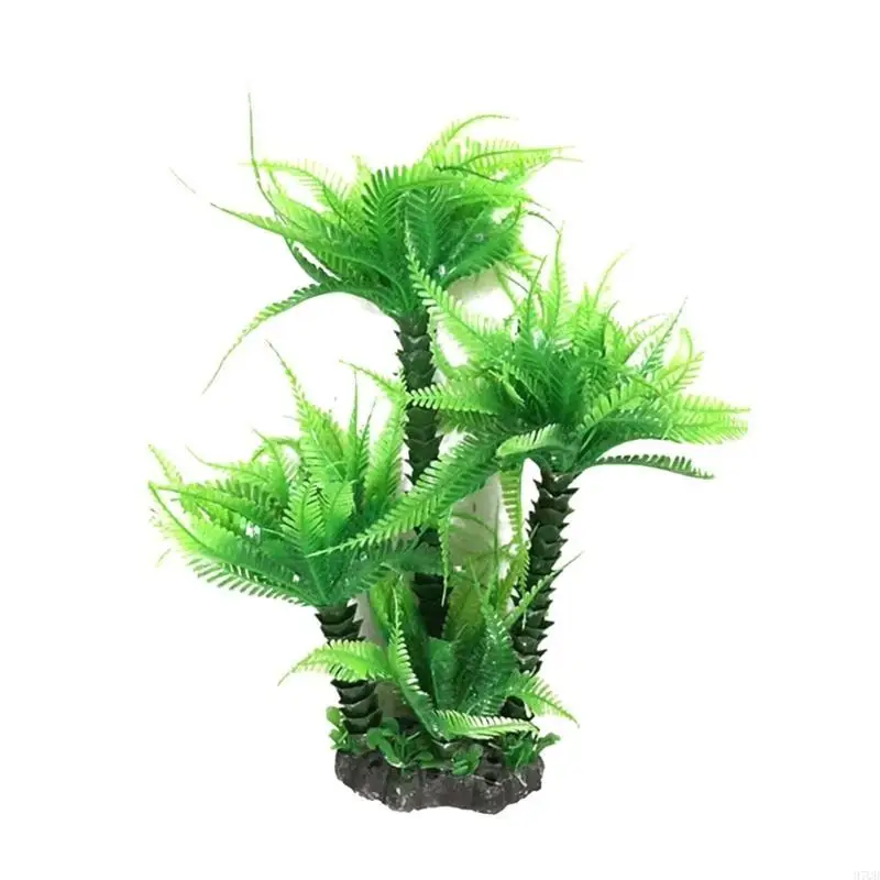 97QD Mini Coconuts Tree Simulación plástico Aquario Verde Falso Falso agua peces Suministros acuario