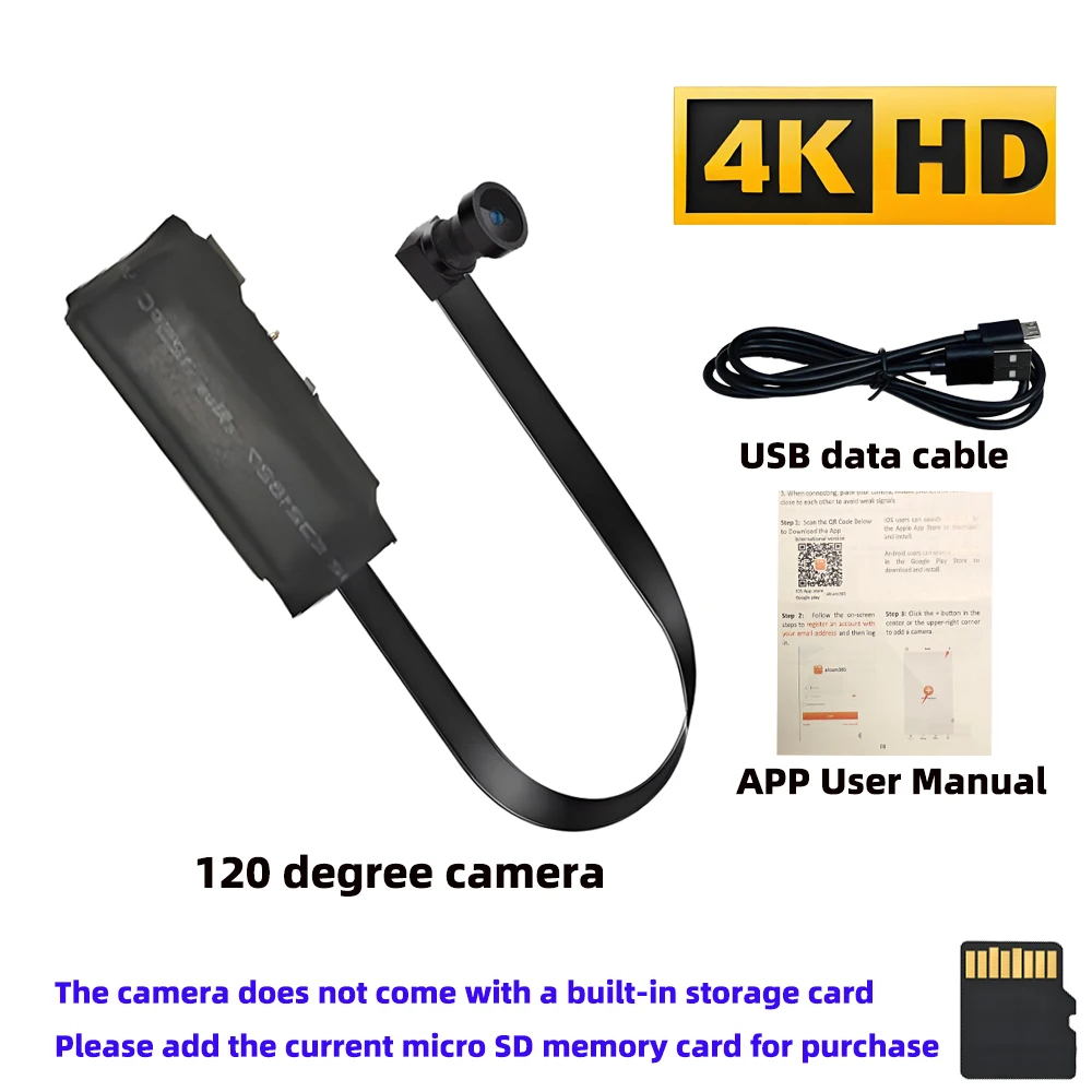 4KHD mini WiFi-camera met weergave op afstand, mobiele detectie en andere functies, draadloze HD-camera in doe-het-zelf-oppasstijl