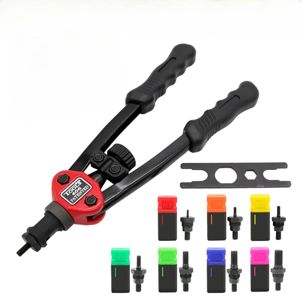 Hand Threaded Rivet Nut Gun 70/95/300PCS Nuts Insert Manual Riveter Rivnut Tool for M3 M4 M5 M6 M8 M10 M12 Nut