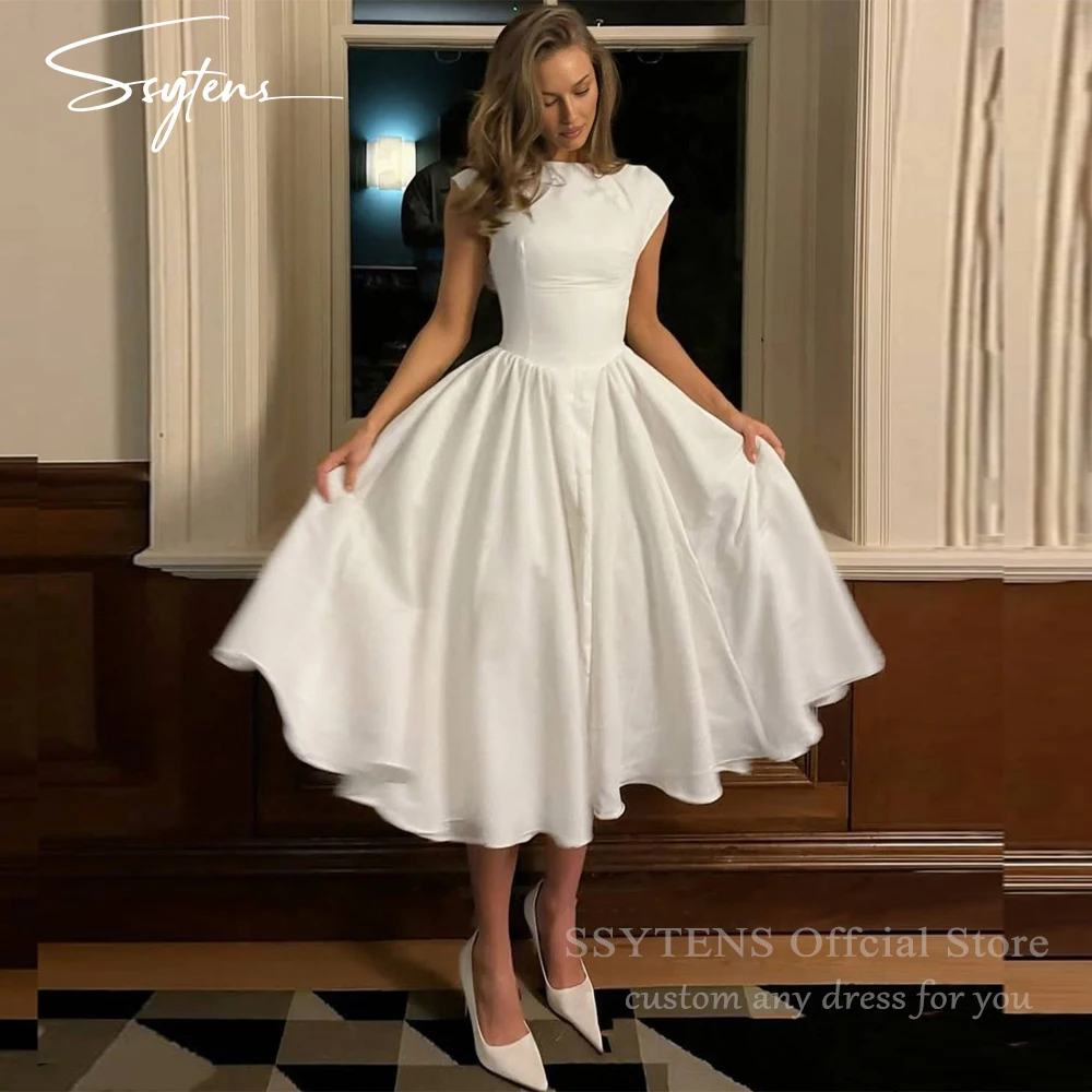 فساتين حفلات الزفاف الأنيقة باللون العاجي من SSYTENS فساتين سهرة بسيطة للحفلات مفتوحة الظهر للمناسبات الخاصة حسب الطلب 2026