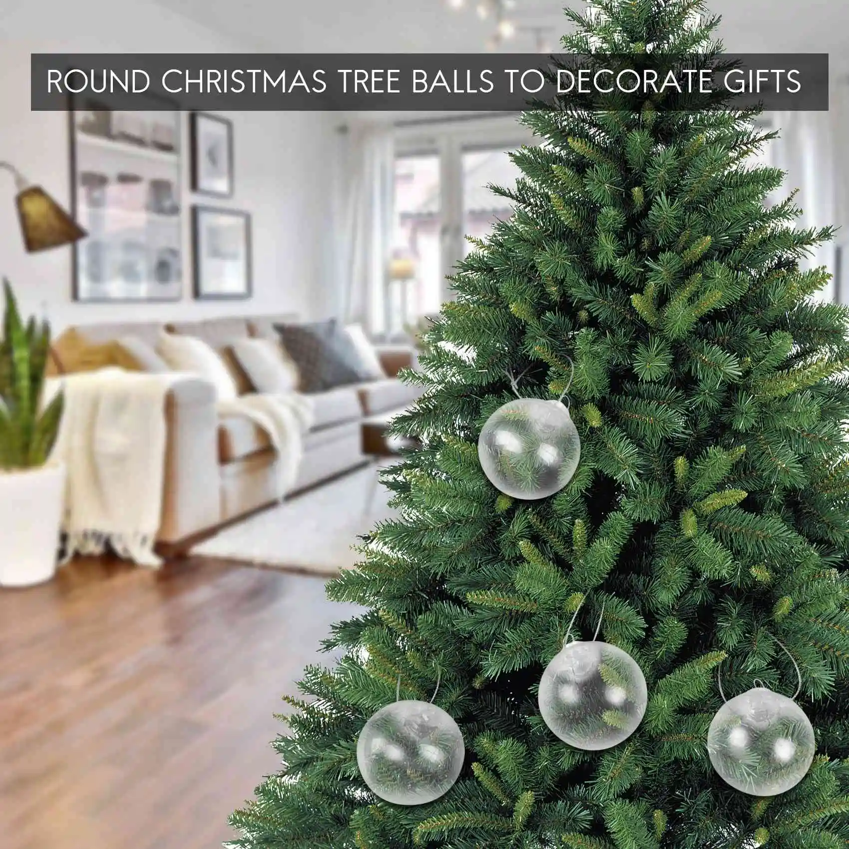 Clear DIY Baubles Shatterproof Seamless Plastic XMAS Ball Home Tree Decor Gift - 60Mm QTY:4