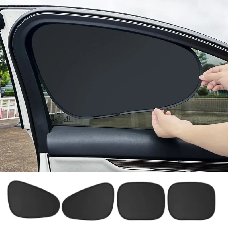 New Electrostatic Car Side Window Sun Shade Curtains 4-Layer Sunshade Anti-Glare UV-Blocker Foldable Front Rear Protection Cover